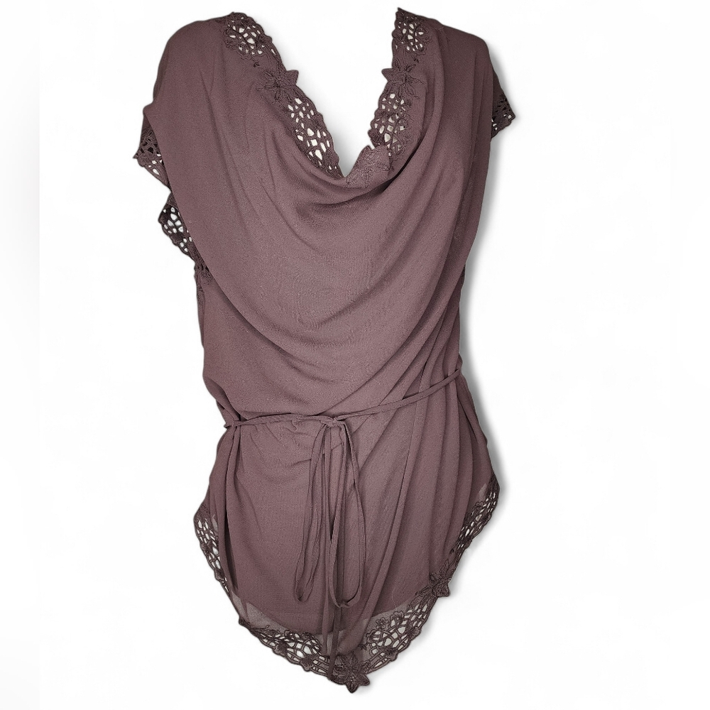 Robbi & Nikki by Robert Rodriguez Brown Laser Cut Top Size S